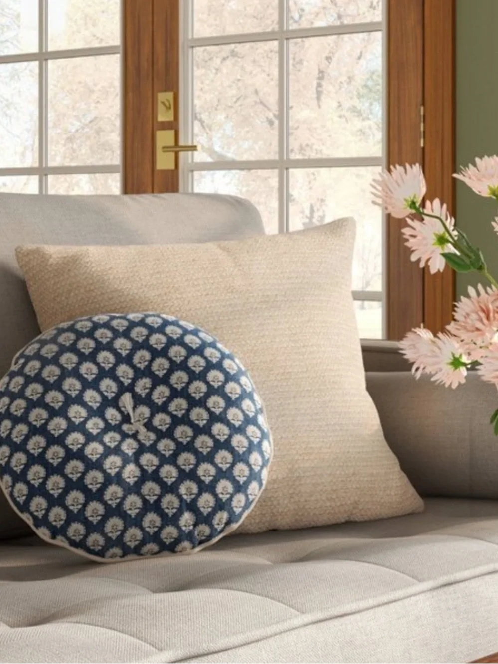 THRESHOLD NWT Square Chunky Linen Pillow with Exposed Zipper Sour Cream